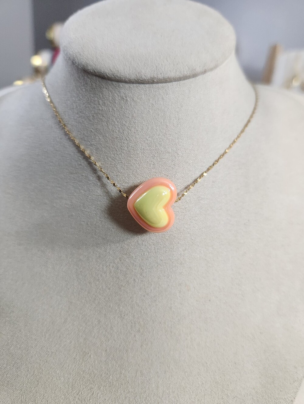 Orange Heart Slider Chain Necklace